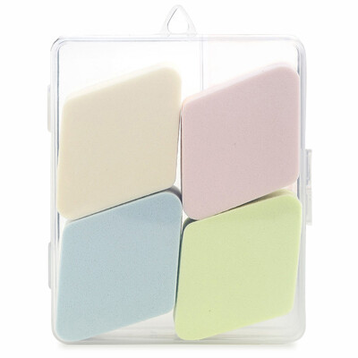 

Today&39s Yi-ching rhombus puff 4 pieces four-color wet&dry puff with soft&delicate elastic good storage box