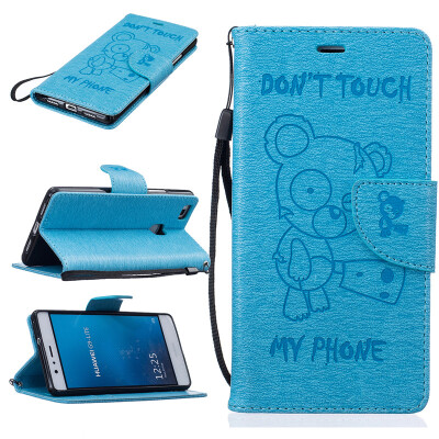 

Light Blue Bear выбитый PU кожаный бумажник чехол Классический откидная крышка с подставкой Функция и слот кредитной карты для HUA