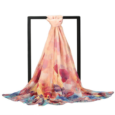 

Jingdong supermarket Ms Bao Shengxiang silk scarf chiffon long scarf female models scarf air conditioning shawl pretty flowers s9116