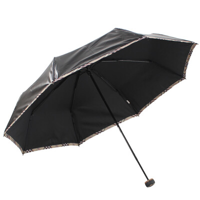 

Paradise umbrella SPF UPF50 thick double black silk fine glue three fold sunny umbrella small black umbrella umbrella lattice edge 31011E