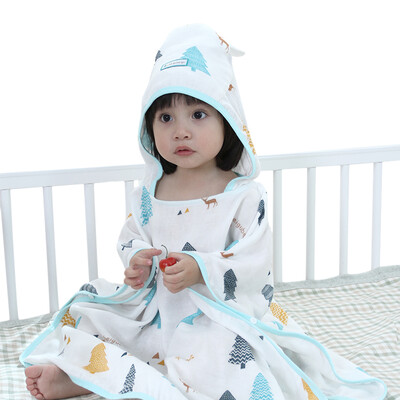 

Bei Gu Bei Valley baby bath towel cloak baby bath towel cap newborn hood bath towel gauze wearing a bathrobe plus section (65 * 71cm)