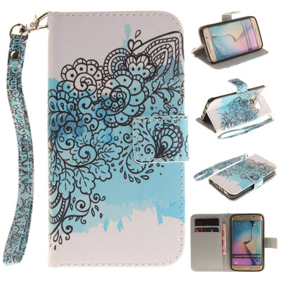 

Butterfly flowers Design PU Leather Flip Cover Wallet Card Holder Case for SAMSUNG GALAXY S6 Edge