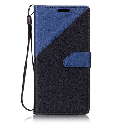 

Black + sapphire blue Design PU Leather Wallet Case Classic Flip Cover with Stand Function and Credit Card Slot for LG K10
