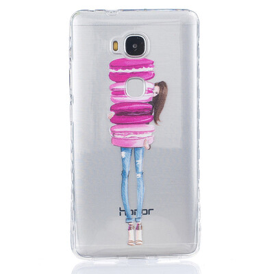 

Girl holding cake Pattern Soft Thin TPU Rubber Silicone Gel Case Cover for HUAWEI Honor 5X