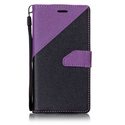 

Black + Purple Design PU Leather Wallet Case Classic Flip Cover with Stand Function and Credit Card Slot for HUAWEI Y5 II