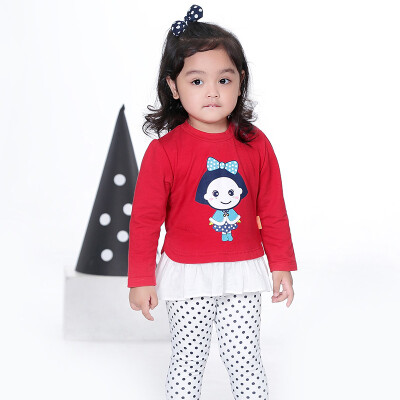 

TINSINO new girl suit baby clothes baby long-sleeved sweater children's trousers two-piece set THY051244000 cloak girl red 73