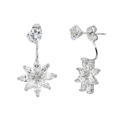 

Yoursfs® Fashion White Gold 4 Prong Plated Pure Zircon with Zircon Flower Dangle Jacket Earrings for Women