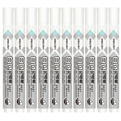 

Effective deli white fast dry do not fade oily marker 10 box S557