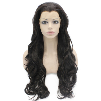 

Iwona Synthetic Hair Lace Front Long Wavy Dark Brown Wig