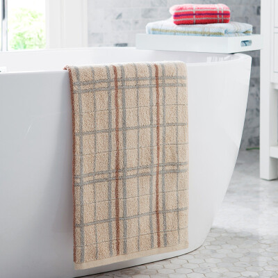 

Grace towel home textile cotton water soft and thick plaid towel blue 500g / article 140 * 70cm