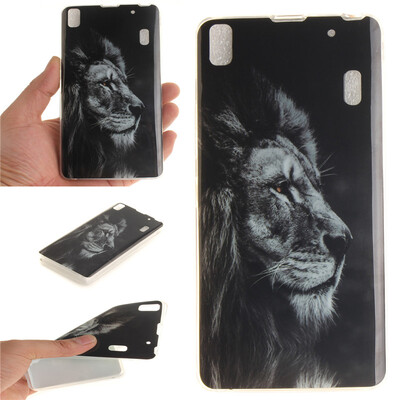 

Black lion Pattern Soft Thin TPU Rubber Silicone Gel Case Cover for Lenovo K3 Note/A7000