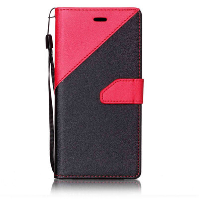 

Black + red Design PU Leather Wallet Case Classic Flip Cover with Stand Function and Credit Card Slot for SONY Xperia XZ