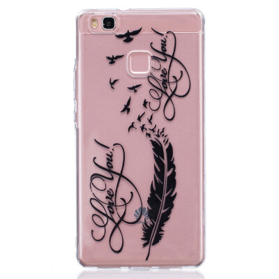 

LOVE Feathers Pattern Soft Thin TPU Rubber Silicone Gel Case Cover for HUAWEI P9 Lite