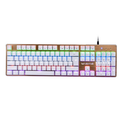 

YSHK YS-K600B Pure Mechanical Blades Colored Horse Marble Metal Panel Gaming Game Keyboard Gold