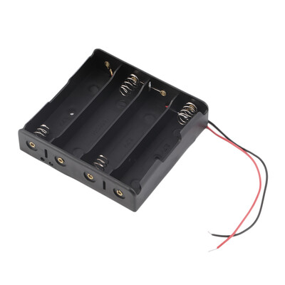

Battery Storage Case Plastic 4 x 18650 Box Holder Black With 6\" Wire Leads