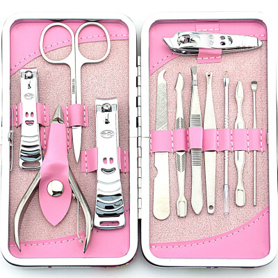 

MyMei 12pcs Manicure Set Pedicure Scissor + Cuticle Knife + Ear Pick + Nail Clipper Kit Stainless Steel Nail Care Tool Sets