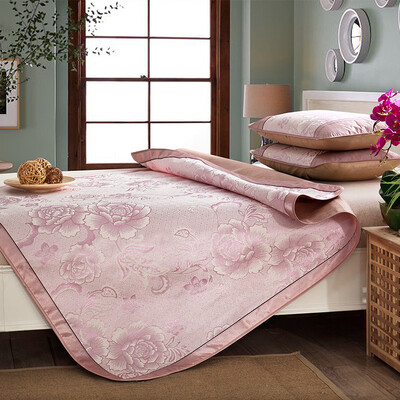 

Yingxin bedding textile jacquard single ice silk mat folding summer cool two-piece mat apply 09 meters bed color peony