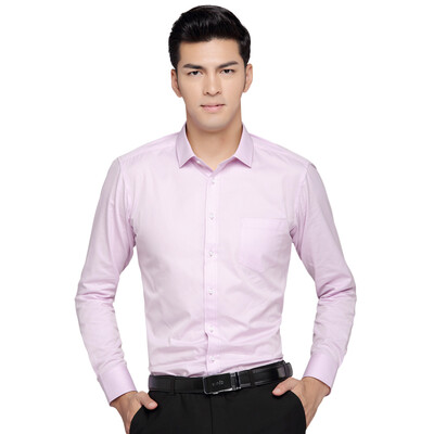 

Red beans Hodo men business dress is simple simple color Slim men long sleeve shirt P09 pink 39