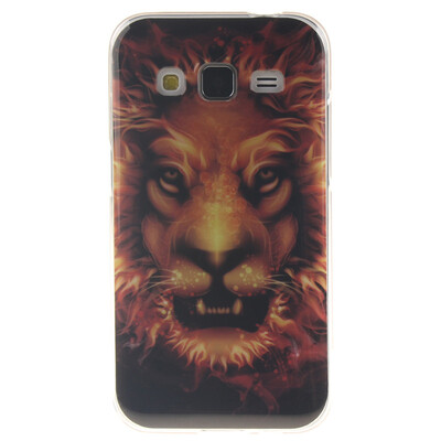 

Flame Lion Pattern Мягкий тонкий ТПУ Резиновая крышка силиконовый гель чехол для SAMSUNG GALAXY CORE Prime G360