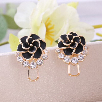 

MyMei Elegant Women Lady Crystal Rhinestone Rose Flower Ear Studs Earrings Jewelry