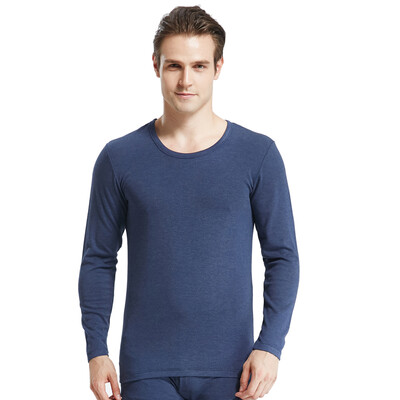 

Modal mens round neck Qiuyi Qiuku men&women de velvet high elastic fever base thermal underwear set Bao blue XXL