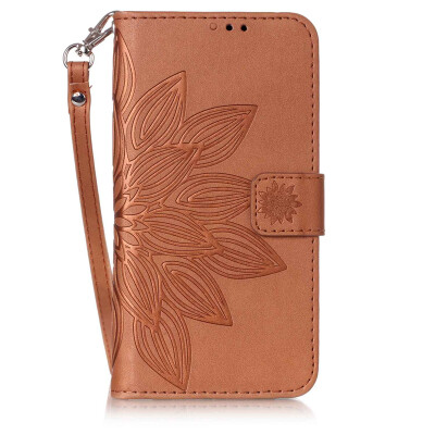 

Brown Flower Design PU Leather Flip Cover Wallet Card Holder Case for HUAWEI P8LITE