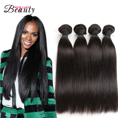 

Museladybeauty Hair Brazilian Straight Hair Weave Human Hair Extensions Black Women Brazilian Virgin Hair 4 Bundle Deals Tissage