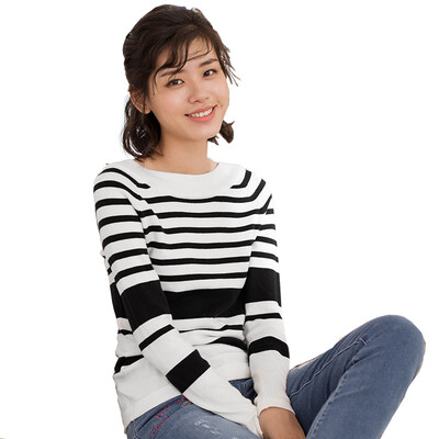 

Yan Man INMAN wild hooded striped striped sweater female black&white strip M 1871302289
