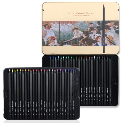 

Marco 3200-48TN Renoir Series 48 Color Black Wood Oil Color Pencil Color Pen Color Lead Iron Box