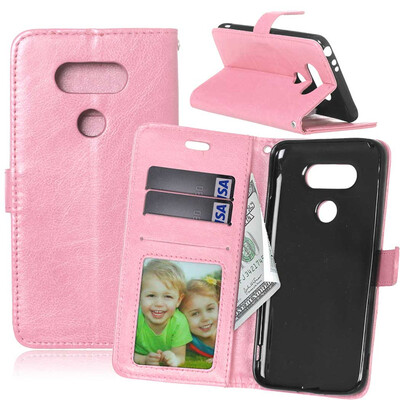 

Pink Style Classic Flip Cover with Stand Function and Credit Card Slot for LG G5