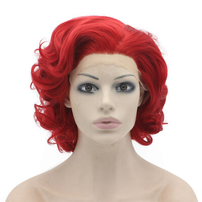 

Short Curly Lace Front Stylish Red Cosplay Party Wig