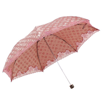 

[Jingdong Supermarket] Paradise umbrella full of sunshine stickers embossed sequins trilobalia three fold embroidered pencil sunny umbrella dark orange 33211E