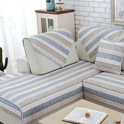 

Green reed European style fabric sofa sofa sofa four seasons non-slip simple stripes 90 90cm 1 piece installed