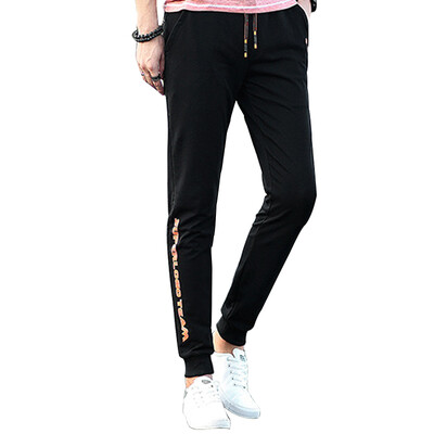 

(MSEK) XK3201 Мужские корейские Slim Slim Брюки Модные брюки Мода Чистые цветные штаны Black Gold logoL