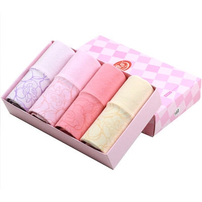 

Langsha ladies underwear printed cotton high waist abdomen hip stretch cotton lapel 4 gift box 170