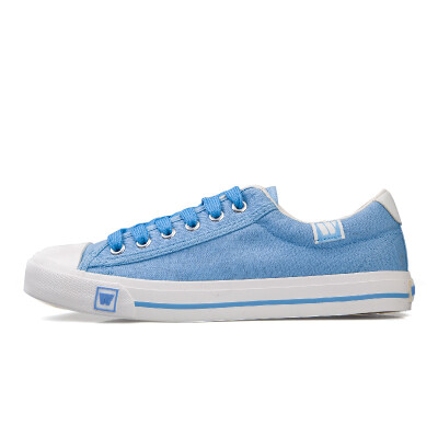 

Backrest warrior men&women spring&summer new canvas shoes men&women low to help couples small white shoes lace with casual shoes students flat floor shoes canvas WXY-709 light blue 35