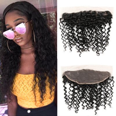 

Ear To Ear Virgin Mongolian Hair Lace Frontal Closure Mongolian Deep Wave 13x4" Lace Frontal With Baby Hair Bleached Knots