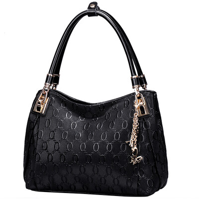 

Gold fox (FOXER) female package fashion chain embossed leather shoulder bag European and American wild ladies handbag 938001F2A black