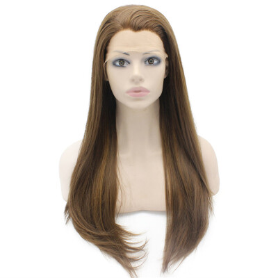 

Long Straight Brown Hightlight Natural Hand Tied Lace Front Wig