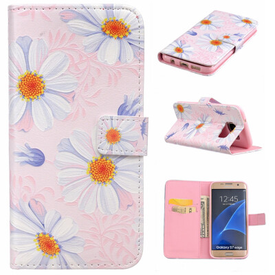 

Pink Flower Design PU Leather Flip Cover Wallet Card Holder Case for SAMSUNG GALAXY S7 Edge