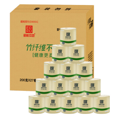 

Shaogeng natural color toilet paper without bleach bamboo pulp truth series 4 layer 200g core roll paper * 27 roll box sales