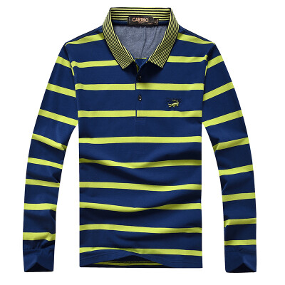 

(CARTELO) long-sleeved T-shirt male lapel striped men's casual POLO shirt 16001KE0903 fruit green M