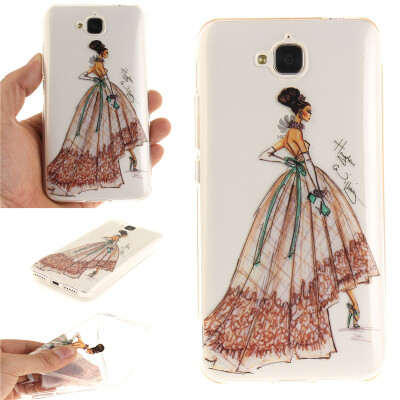 

Hand-painted dress Pattern Soft Thin TPU Rubber Silicone Gel Case Cover for HUAWEI enjoy 5