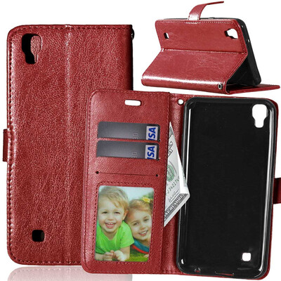 

Brown Style Classic Flip Cover with Stand Function and Credit Card Slot for LG X Power