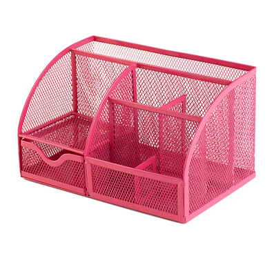 

Chenguang M & G ABT98427 metal mesh multifunction combination pen holder storage box red