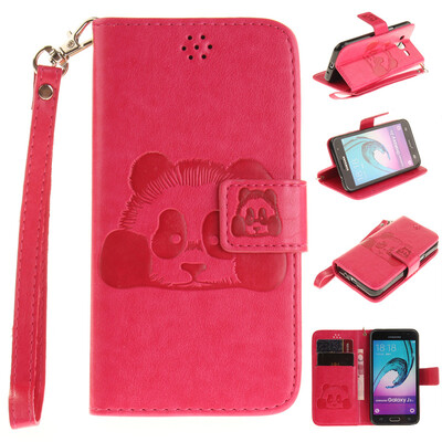 

Rose Panda Style Embossing Classic Flip Cover with Stand Function and Credit Card Slot for SAMSUNG GALAXY J3 2016/J310