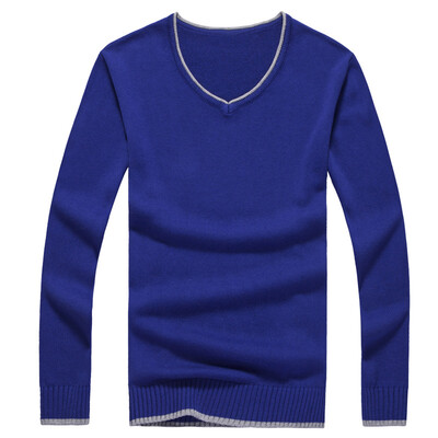 

Battlefield Jeep мужской сплошной цвет свитера Корейский Тонкий V-образным вырезом пуловеры дна рубашку большого размера мужчин 16017Z2006 цвет синий M