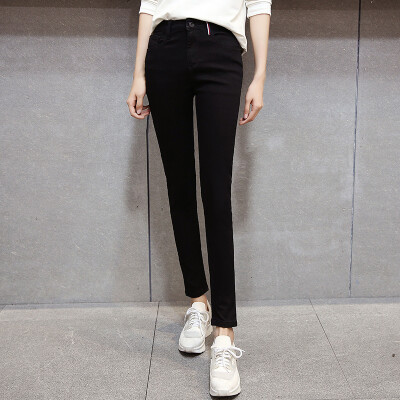 

KuoyiHouse 908 jeans spring&autumn was thin high waist jeans women nine pants tight elastic stretch black pants Korean version of the black 27