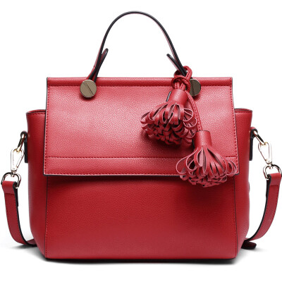 

Styria (STIYA) ladies shoulder bag Korean elegant tassel series cowhide handbag simple lady Messenger bag 863S011031 red