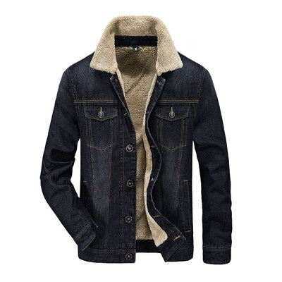 

Lonely Jeep Jack Men's Fashion Shirt Long Sleeve Plus Velvet Casual Jacket Jacket 9757 Black XL